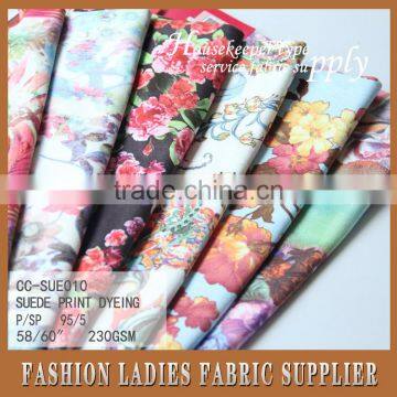 Shaoxing cicheng textile China supplier flower garden printed hot sale suede fabric