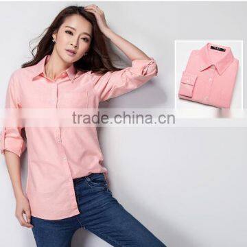 2015 customized high quality women tecido oxford shirt