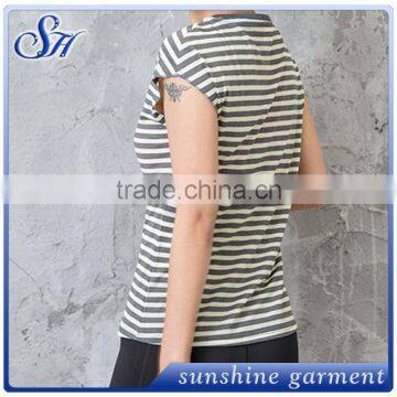 2017 Summer Running Sports T-shirts Horizontal Stripe T-shirt photo-2