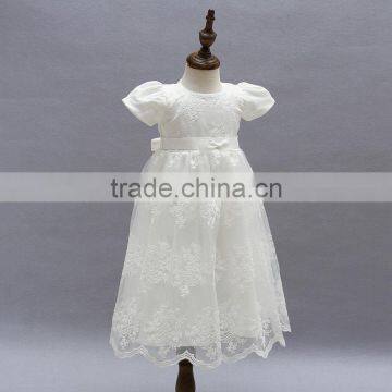 New Arrival Baby Clothes Wholesale Hot Sale Tulle Cheap 2017 Children's Boutique Short Sleeve White Summer Elegant Dress photo-3