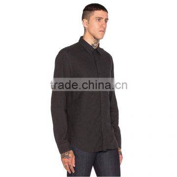 2015 European Style Trendy High Collar Plain Black Mens Italian Shirts photo-2