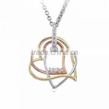 Fashionable Tri Color CZ Studded Pendant