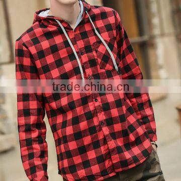 latest western european mens checked plaid hooded shirts