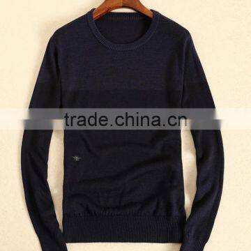 2017 fashion pattern knitwear mens crew neck pullover blue wool cashmere sweater man