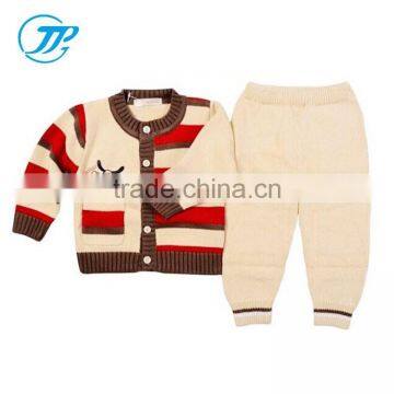 Hot Sale Boys Knitted Cardigan Sweater Striped Design 2 pcs Clothing Sets Wholesale A25-2069