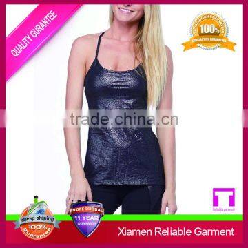 Yoga On the Move Shimmer Racerback Tank Tops in Silver Foil