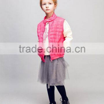 cool kid zone fashion 2016 girl sleeveless 100% down vest pink down vest for baby girl soft handfeel down pink vest for child