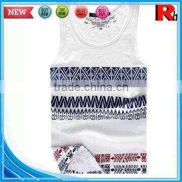  china custom wholesale men polyester screen printed low cut tank tops for sale