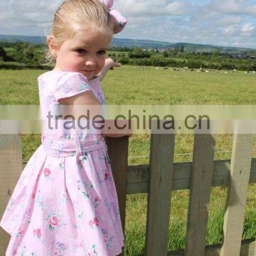 Toddler Girl Pink & White Elephant Print Dress 2-3 Years Vintage Style 100% Cotton Handmade Party Dress photo-4