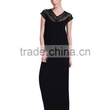 OEM Women's Seamless Black Lace Sleeveless Long Dress