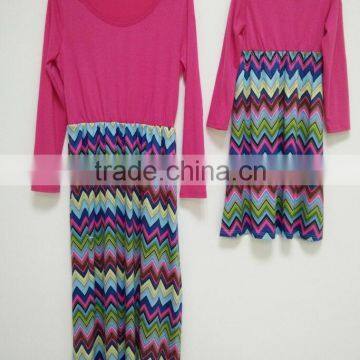 Long Sleeve Family Clothes Mother Daughter Dresses Womens Kids Girls Dress photo-2