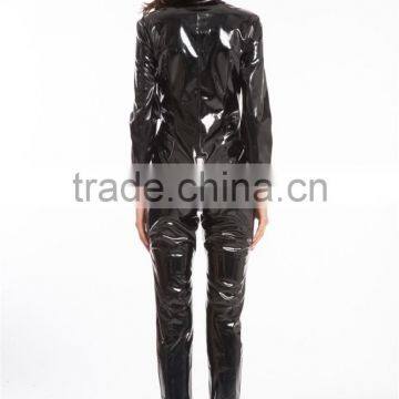 2016 Instyles Gothic Wetlook Catsuit Body Suit Black Faux Leather Zipper Jumpsuits Catwoman photo-6