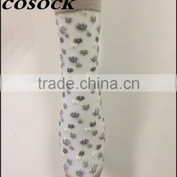 Flower Jacqaurd Women Lovely Ankle High Transparent Nylon Summer Socks photo-4