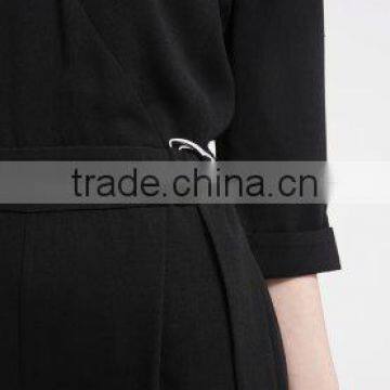 Casual Black V-neck With Belt One Piece Suit Design Trousers photo-4