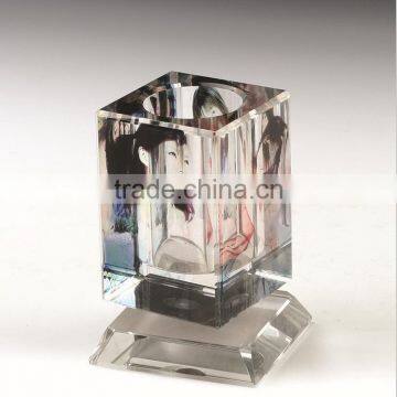 Promotional Logo Customized Personalized Office Crystal Glass Desktop Pen Holder photo-3