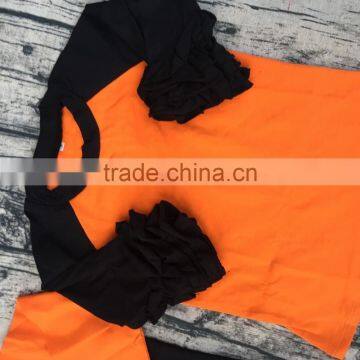 2017 New 100% Cotton Halloween Orange Black Boys Ragln t Shirt Children Icing Ruffle Raglan Holiday Tops photo-5