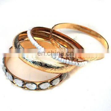 4ps/set Fashion Cheap Bohemia Style Textured Women's Metal Bangle