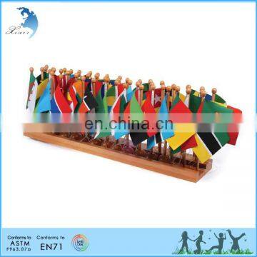 Geography Montessori materials Chinese factory wooden holder African Flag Stand