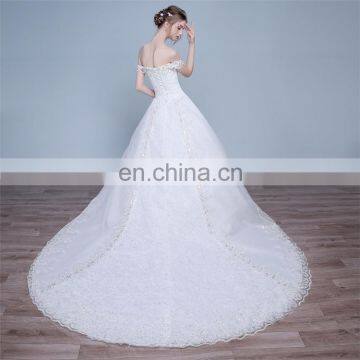 HS1626 2017 Long Train Puffy Bridal Ball Gown Sequined Embroidery Crystal Wedding Dress From China photo-3