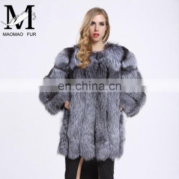 Latest Women Fashionable Fox Fur Jacket Lovely Beautifur Real Silver Fox Fur Coat Sex