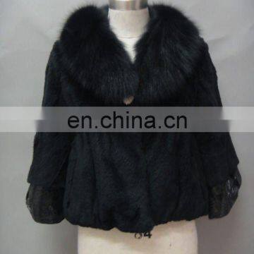 Rabbit Fur Coat with Fox Fur Collar