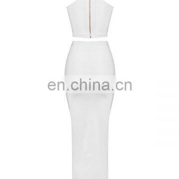 Fashion high quality white strapless tops with long merdaid skirt for evening dress