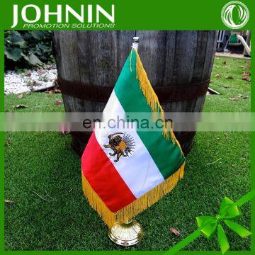 polyester cheap customized country desk flag of iran with tassels