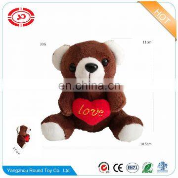 Brown teddy bear plush valentines gift custom promotional soft keyring toy