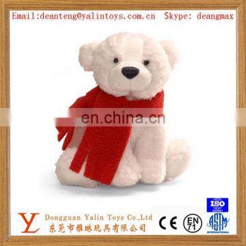 China Whoesale export stuffed white teddy bear with scarf or Santa hat