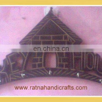 Exclusive Wooden Key Hanging Hut Shape Engraving