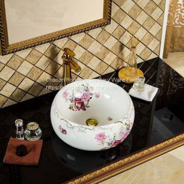 Modern design new ceramic round coloured basin for bathrooms