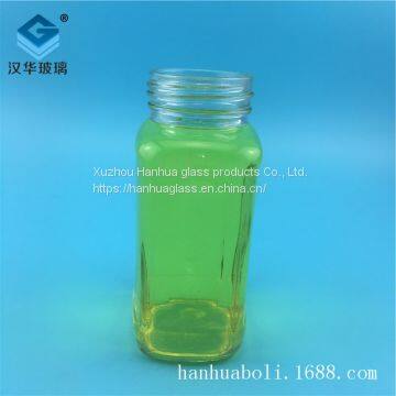 Direct Sales of 360ml Rectangular Honey Glass Bottle One Catty Glass Honey Bottle Manufacturer's Matching Bottle Cap