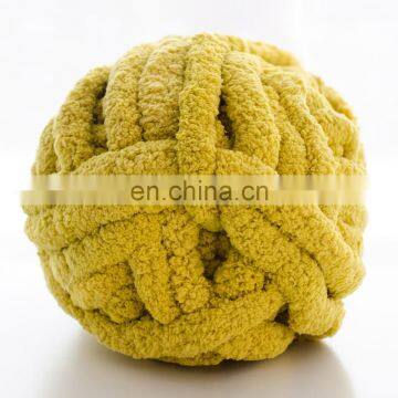 Top quality dyed 100% polyester round thick chenille yarn for knitting rug