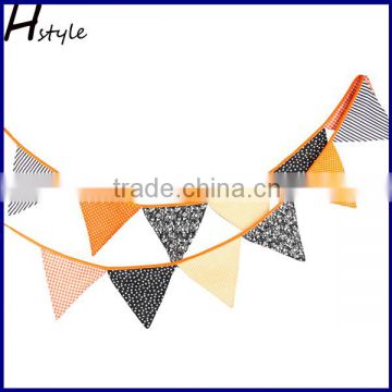 Halloween Orange and Black Double Side Fabric Bunting Banner PL030