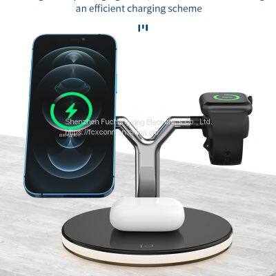 15W 3 In 1 Wireless Chager for iPhone 12S/12Pro iWatch Airpods Pro Magnetic Fast Charging Station Dock Stand Touch Light