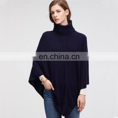 Turtleneck Cashmere Poncho 100% Cashmere Poncho Pullover Wrap