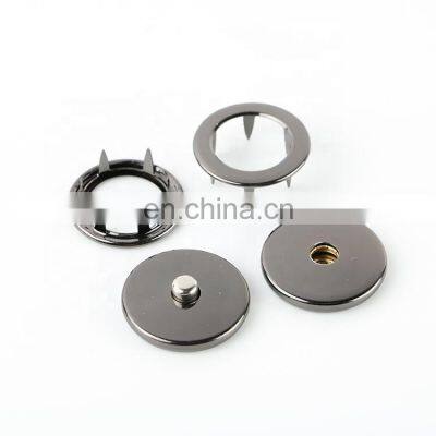 Garment accessories four part metal round spring prong snap button