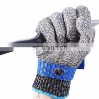 Level 5 Protection Anti-slip Black Stainless Steel Wire Mesh Cut Resistant Gloves Safety Working Kitchen Gloves