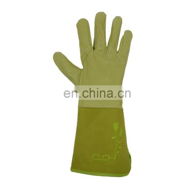 HANDLANDY Green Pigskin Leather Thorn Proof Rose Pruning Yard Work Gloves Long Gardening Gloves For Men Women