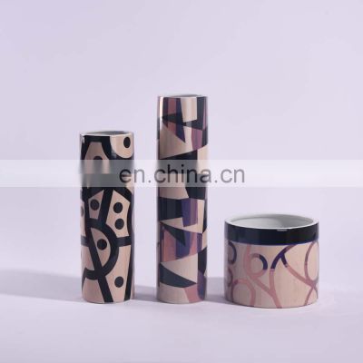 Cylinder Ceramic Rustic Vase Family home Decoration  goods