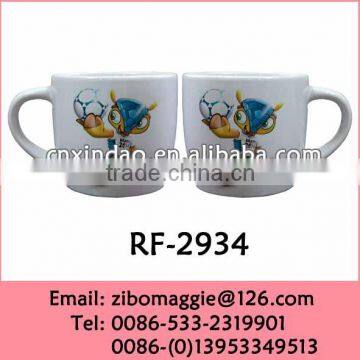 9oz Belly Shape World Cup Porcelain Coffee Mug for Promotion Printed Porcelain Mug