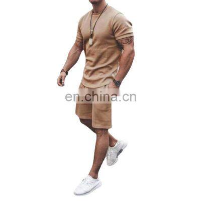 2021 summer cross-border European and American Amazon short-sleeved shorts sports and leisure 2-piece suit in stock