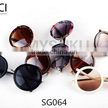 many colors available new model women and men's fashion round sunglasses 2016