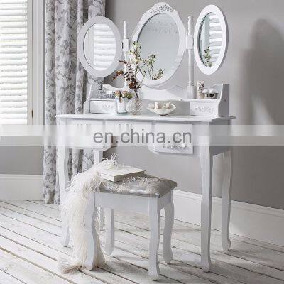 Monaco dressing table, stool and mirror, 7 drawers, 3 mirrors