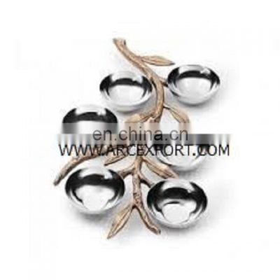 stainless steel & brass leaf design metal bowl