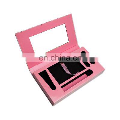 Cardboard eyeshadow packaging box magentic packaging pink design flocking box