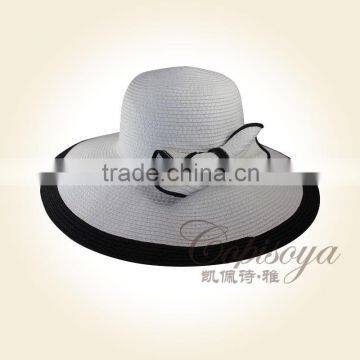 2015 new style black and white santa hat and bowknot sun hat COPISOYA c15006