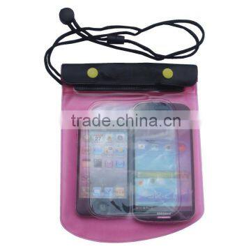 Factory plastic waterproof dry bag three zippers cell phone protection bag