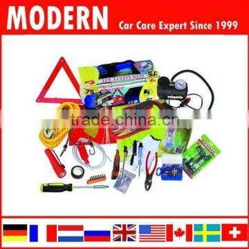 65pc Auto roadside emergency tool kit with air compressor