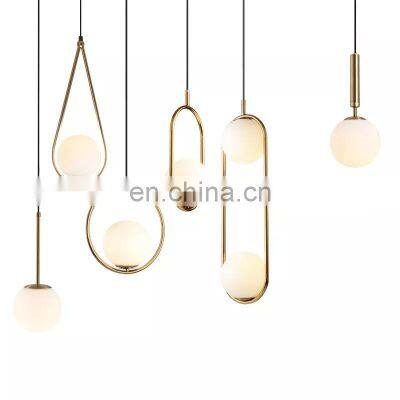 Nordic Glass Ball Pendant Lights Modern LED Hanging Lamp for Living Room Brass/Black/Chrome Pendant Light